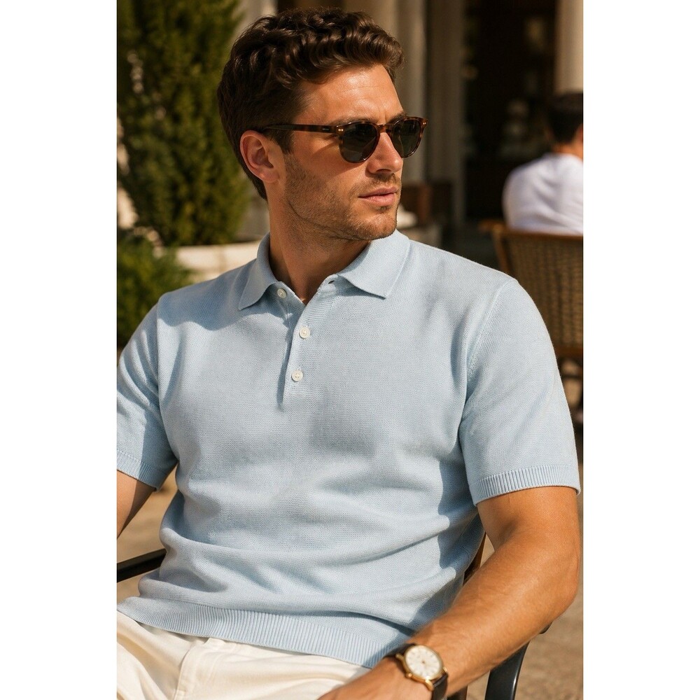J.Crew Sweater Polo Mens S Classic Sky Blue Pima Cotton Short Sleeve Preppy